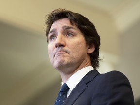 Prime Minister Justin Trudeau during a news conference regarding the Public Order Emergency Commission report on the Liberal government's use of the Emergencies Act, in Ottawa, February 17, 2023.