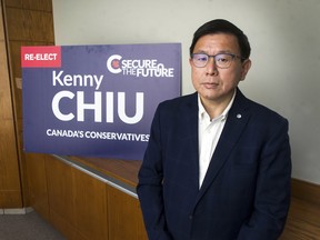 Conservative Party candidate Kenny Chiu at his Richmond, B.C., campaign headquarters, September 14, 2021. Chiu, who lost the election, has blamed targeted pre-election misinformation on Chinese-language social media for the loss.