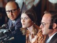 In this Aug. 19, 1970, file photo, Linda Kasabian speaks at a news conference at end of her 18 days on stand as a prosecution witness in the Manson Family murder trials in Los Angeles. Kasabian drove the killers to the Tate and LaBianca houses but didn't take part in the killings. Kasabian later changed her name and has for the most part lived out of sight for the past 50 years.