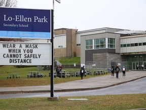 Lo-Ellen Park Secondary School in Sudbury, Ont., in October 2020.