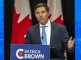 Leadership candidate Patrick Brown takes part in the Conservative Party of Canada English leadership debate on  May 11, 2022. He would later be forced out of the race after allegations emerged that he had broken rules.