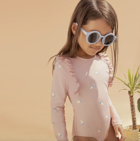 Popsicle Print on Dusty Pink Long-Sleeve One-Piece Swimsuit