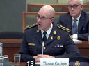OPP Commissioner Thomas Carrique testifies before the House of Commons justice committee on February 15, 2023.