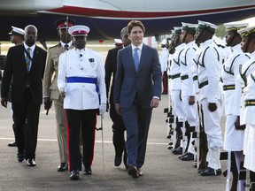 Prime Minister Justin Trudeau arrives in Nassau, Bahamas, on Wednesday, February 15, 2023. Trudeau will be attending the Conference of Heads of Government of the Caribbean Community.