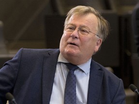 FILE - Danish Defense Minister Claus Hjort Frederiksen during a round table meeting of NATO defense ministers at NATO headquarters in Brussels, on June 8, 2018. A Danish former defense minister who had publicly claimed that Denmark's secret service helped U.S. intelligence spy on several European leaders said Tuesday, Fab 21, 2023, he has been charged with divulging state secrets. Public DR broadcaster and other media named the suspect as Claus Hjort Frederiksen, a 75-year-old former defense minister who retired from politics last year. He later confirmed that on Facebook.