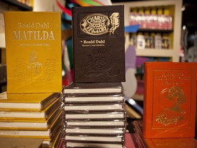 Books by Roald Dahl are displayed at the Barney's store on East 60th Street in New York on Monday, Nov. 21, 2011.