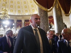 Sen. John Fetterman, D-Pa., arrives for President Joe Biden's State of the Union address to a joint session of Congress at the Capitol, Tuesday, Feb. 7, 2023, in Washington.