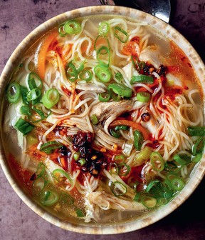 Ginger garlic chicken noodle soup recipe from Smitten Kitchen Keepers