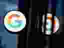 The logo for Google LLC is seen at the Google Store Chelsea in Manhattan, New York City, U.S., Nov. 2021. 