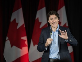 Prime Minister Justin Trudeau speaks during a Liberal fundraising event at the MacBride Museum in Whitehorse, Yukon, on Sunday February 23, 2023.