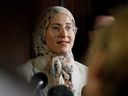 Canada's new anti-Islamophobia representative Amira Elghawaby on Parliament Hill in Ottawa.