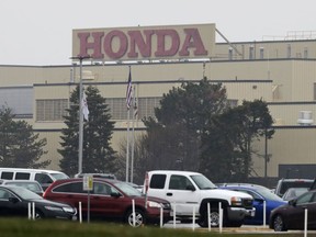 FILE - The Honda Marysville Auto Plant is shown on March 18, 2020, in Marysville, Ohio. Ohio's privatized economic development office has finalized an agreement with Honda Wednesday, Feb. 8, 2023, to infuse $237 million into development of a massive battery plant project that the Japanese automaker plans to use to turn the state into its North American electric vehicle hub.