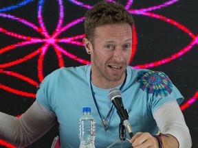 Chris Martin of the British band Coldplay speaks at a news conference at Foro Sol in Mexico City, Friday, April 15, 2016. Advocacy group Global Citizen will convene political, philanthropic, business and cultural leaders for a thought leadership conference in New York to tackle extreme poverty more quickly. The group announced Tuesday, Feb. 21, 2023 that Global Citizen NOW will be a two-day conference on April 27 co-chaired by Ursula von der Leyen, president of the European Commission, as well as leaders of Barbados and Ghana, along with Martin and Tony winner Hugh Jackman.