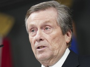 Toronto Mayor John Tory announces he is stepping down from office, after it was revealed he had an affair with a former staffer, on Friday Feb. 10. THE CANADIAN PRESS Arlyn McAdorey