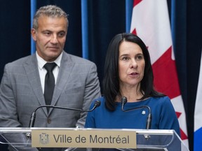 Montreal Mayor Valérie Plante is expected to testify today in a class-action lawsuit that claims the city hasn't acted to combat systemic racial profiling by its police officers. Plante introduces Fady Dagher as the new chief of the Montreal Police service in Montreal, on Nov. 24, 2022.
