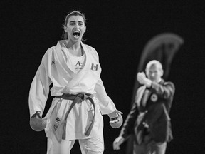 Haya Jumaa, shown in a handout photo, has always wanted to try her hand at coaching, she just needed a break in her busy karate competition schedule to find the time. Her opportunity has finally arrived as she's coaching Team Ontario's karatekas at the Canada Winter Games, even though she is nearly eight months pregnant.