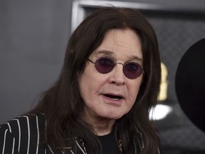FILE - Ozzy Osbourne arrives at the 62nd annual Grammy Awards at the Staples Center on Jan. 26, 2020, in Los Angeles. Osbourne announced the cancellation of his 2023 tour dates in the UK and continental Europe, in a statement issued on early Wednesday, Feb. 1, 2023.