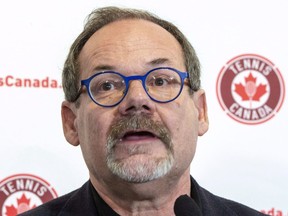 Tennis Canada president and chief executive officer Michael Downey announced Tuesday he will retire at the end of the year. Downey speaks to the media at their year end news conference Wednesday, November 28, 2018 in Montreal.THE CANADIAN PRESS/Ryan Remiorz