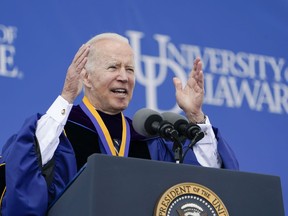 FILE - President Joe Biden speaks to the University of Delaware Class of 2022 during its commencement ceremony in Newark, Del., May 28, 2022. The FBI searched the University of Delaware in recent weeks for classified documents as part of its investigation into the potential mishandling of sensitive government records by Biden.