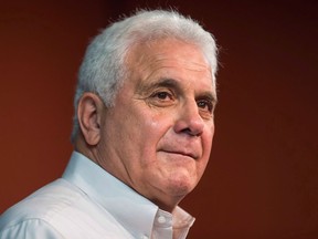 Retiring B.C. Lions head coach Wally Buono pauses during an emotional final news conference as players gathered for end of season meetings and to clean out their lockers at the CFL football team's practice facility, in Surrey, B.C., on Tuesday November 13, 2018.Buono, the CFL's all-time leader in coaching wins, and Waterboys founders Dennis Skulsky, Moray Keith, Jamie Pitblado and Tom Malone will be added to the B.C. Lions Wall of Fame this summer.&nbsp;THE CANADIAN PRESS/Darryl Dyck