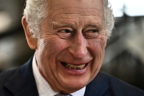King Charles III during an afternoon tea at the Colchester Library during a visit in Colchester, Britain on March 7, 2023.