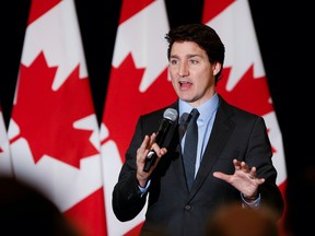 Prime Minister Justin Trudeau speaks at a Liberal party fundraising event at the Hotel Fort Garry in Winnipeg, Thursday, March 2, 2023. THE CANADIAN PRESS/John Woods