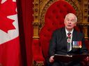Governor General David Johnston delivers his Throne Address at the opening of Canada's 42nd Parliament in Ottawa in this file photo taken December 4, 2015.  Prime Minister Justin Trudeau has asked the former governor general to investigate allegations of Chinese interference in Canada's last two elections.