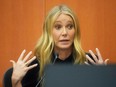 U.S. actress Gwyneth Paltrow testifies during her trial in Park City, Utah, March 24, 2023. The actor-turned-lifestyle influencer is accused of recklessly colliding with a man on a ski slope, leaving him on the ground as she and her entourage continued their descent.