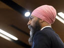New Democratic Party leader Jagmeet Singh speaks before caucus, in Ottawa, March 29, 2023.