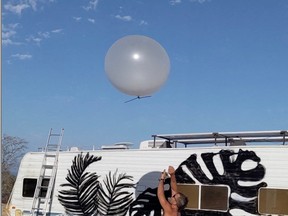 Luke Iseman launches a balloon in Baja California, Mexico, April 11, 2022.
