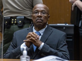 Maurice Hastings listens during a hearing at Los Angeles Superior Court where a judge dismissed his conviction for murder after new DNA evidence exonerated him, in Los Angeles on October 20, 2022.