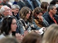 Families and friends listen to a tribute to victims before the Mass Casualty Commission delivers its final report into the April 2020 mass shootings, when a gunman caused Canada's worst mass shooting during a 12-hour rampage, in Truro, Nova Scotia, March 30, 2023.