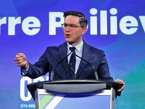 Conservative Party Leader Pierre Poilievre delivers a keynote speech at the Canada Strong and Free Networking Conference in Ottawa, March 23, 2023.