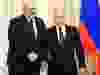 Russian President Vladimir Putin shakes hands with Belarusian President Alexander Lukashenko during a meeting at the Novo-Ogaryovo state residence outside Moscow, Russia February 17, 2023. Sputnik/Vladimir Astapkovich/Kremlin via REUTERS