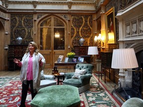 Lady Carnarvon, the owner of Highclere Castle, stands in a room inside the stately home known around the world as the venue for "Downton Abbey", in Highclere, Britain, March 10, 2023. REUTERS/Hannah McKay