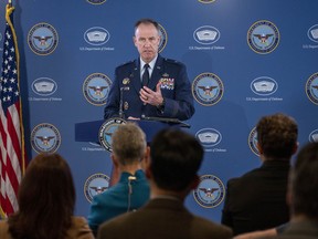 Pentagon spokesman U.S. Air Force Brig. Gen. Patrick Ryder speaks during a media briefing at the Pentagon, Friday, March 24, 2023, in Washington.