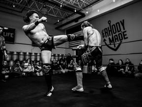"Speedball" Mike Bailey, left, is seen in action in an undated handout photo. Bailey has top billing against Kellan Thomas at Fight Life 9 in East Greenwich, R.I. on Wednesday, the first time the independent promotion will be on FITE+, the combat sport streaming service.
