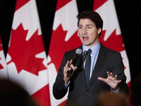 Prime Minister Justin Trudeau speaks at a Liberal party fundraising event at the Hotel Fort Garry in Winnipeg, Thursday, March 2, 2023.