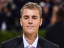 Canadian singer Justin Bieber arrives for the 2021 Met Gala at the Metropolitan Museum of Art on September 13, 2021 in New York.