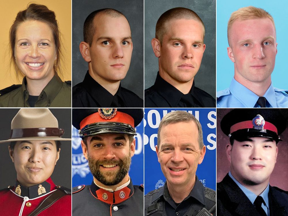 Eight Canadian police officers recently killed in the line of duty