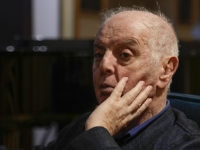 FILE - Argentine-born pianist and conductor Daniel Barenboim talks with The Associated Press during an interview, at La Scala theatre in Milan, Italy, on Feb. 14, 2023. Barenboim has canceled a piano recital at the Opera de Monte Carlo due to the effects of a serious neurological condition, the opera house announced on Wednesday March 8, 2023.