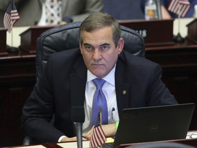 FILE - Florida state Rep. Stan McClain, R-Belleview, attends a legislative session, March, 13 2019, in Tallahassee, Fla. Legislation moving in the Florida House would ban discussion of menstrual cycles and other human sexuality topics in elementary grades. The bill sponsored by McClain would restrict public school instruction on human sexuality, sexually transmitted diseases and related topics to grades 6 through 12. McClain confirmed at a committee meeting that discussions about menstrual cycles would also be restricted to those grades. The GOP-backed legislation cleared the House Education Quality Subcommittee on Wednesday, March 15, 2023, by a 13-5 vote mainly along party lines.