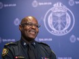 Retiring Toronto Police Chief Mark Saunders is shown during an interview with