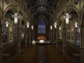 Cardinal Thomas Collins delivers at online Good Friday service in an empty St. Michael's Cathedral in Toronto on Friday, April 10, 2020. Collins, who offered his resignation on his 75th birthday in January 2022, has been succeeded by bishop Frank Leo in a ceremony on Saturday, March 25.