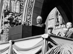 President Franklin D. Roosevelt, in Ottawa in 1943, with Prime Minister William Lyon Mackenzie King, far right. Library and Archives Canada