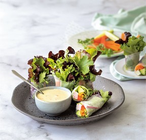Salad rolls with spicy garlicky dip recipe from Sabai