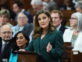 Deputy Prime Minister and Minister of Finance Chrystia Freeland delivers the federal budget in the House of Commons on Parliament Hill in Ottawa, Tuesday, March 28, 2023.