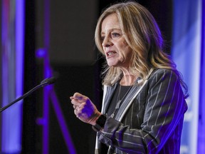 Alberta NDP Opposition Leader Rachel Notley addresses the Calgary Chamber of Commerce on Thursday, Dec. 15, 2022. She criticized the United Conservative Party's budget for not addressing problems in health care and education, and for not meeting the needs of growing communities in Calgary.