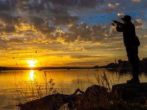 Sunset fishing on the the Glenmore Reservoir in Calgary.