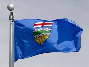 Alberta's provincial flag flies in Ottawa on Tuesday June 30, 2020. Alberta Health Services says there province is seeing a jump in whooping cough cases in the southern region.